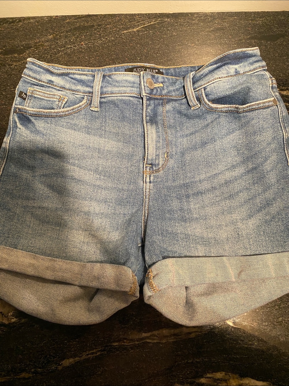 Judy Blue Medium Wash Rolled Hem Denim Shorts